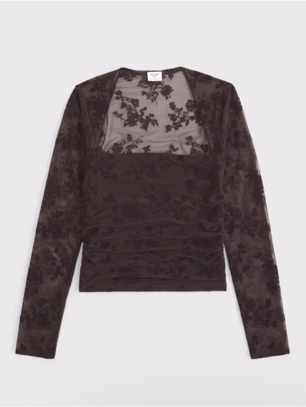 The A&F Ava Long-Sleeve Mesh Top in Rich Brown - NWT - Size L